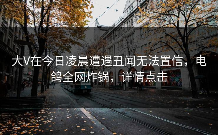 大V在今日凌晨遭遇丑闻无法置信，电鸽全网炸锅，详情点击